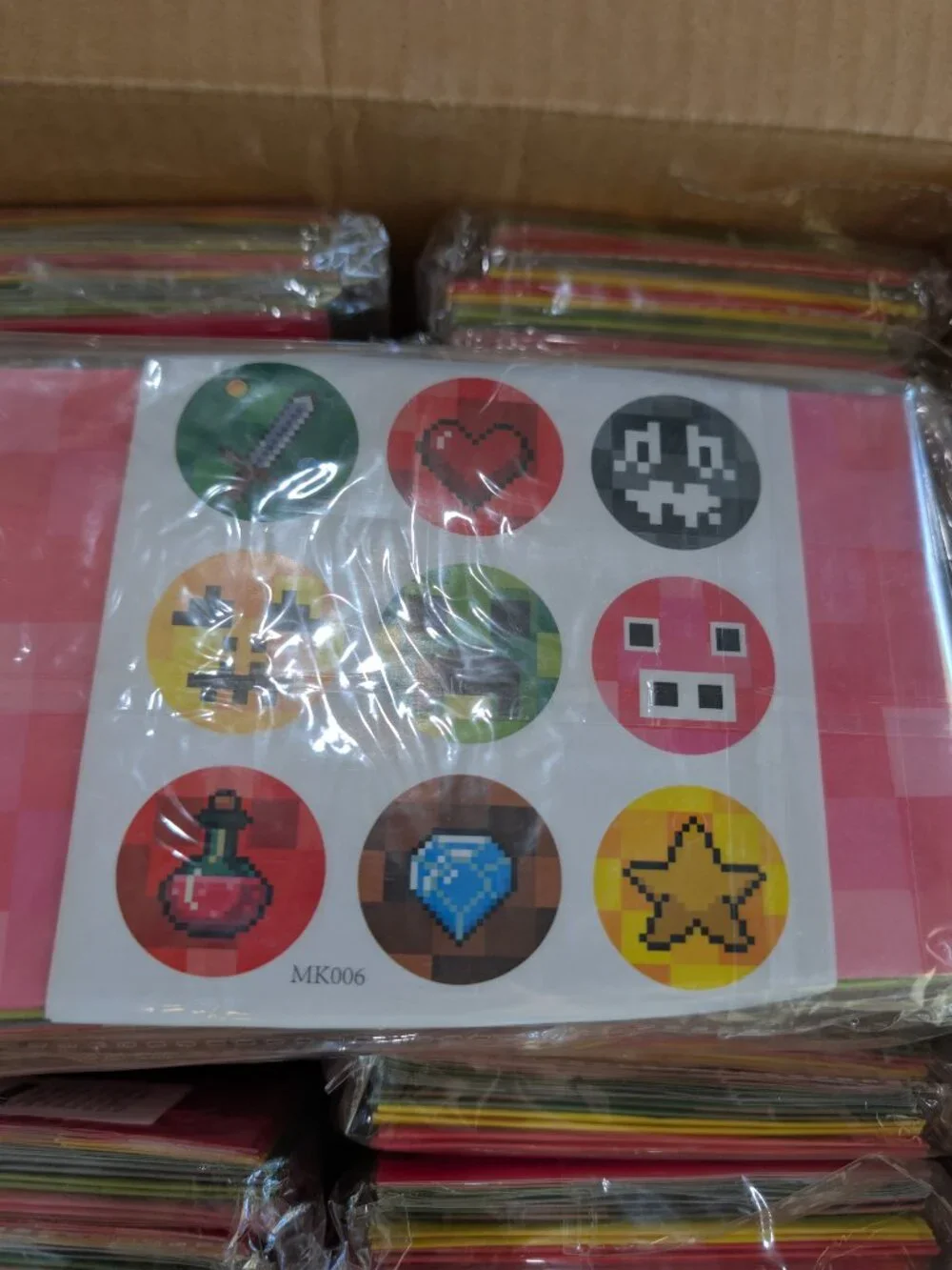 24 Pc Pixel Gamer Favor Bags w/ 2 Sticker Sheets | Gaming Party Goodie Bags NEW